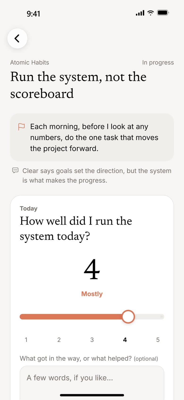 An idea in Memorandum: the plan, Memo's reason for it, and today's check-in answered on the scale